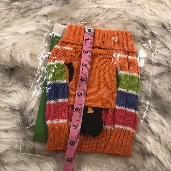 New Tutti-Beauty Colorful Multicolor Striped Cable Knit Dog Sweater - Picture 5 of 7